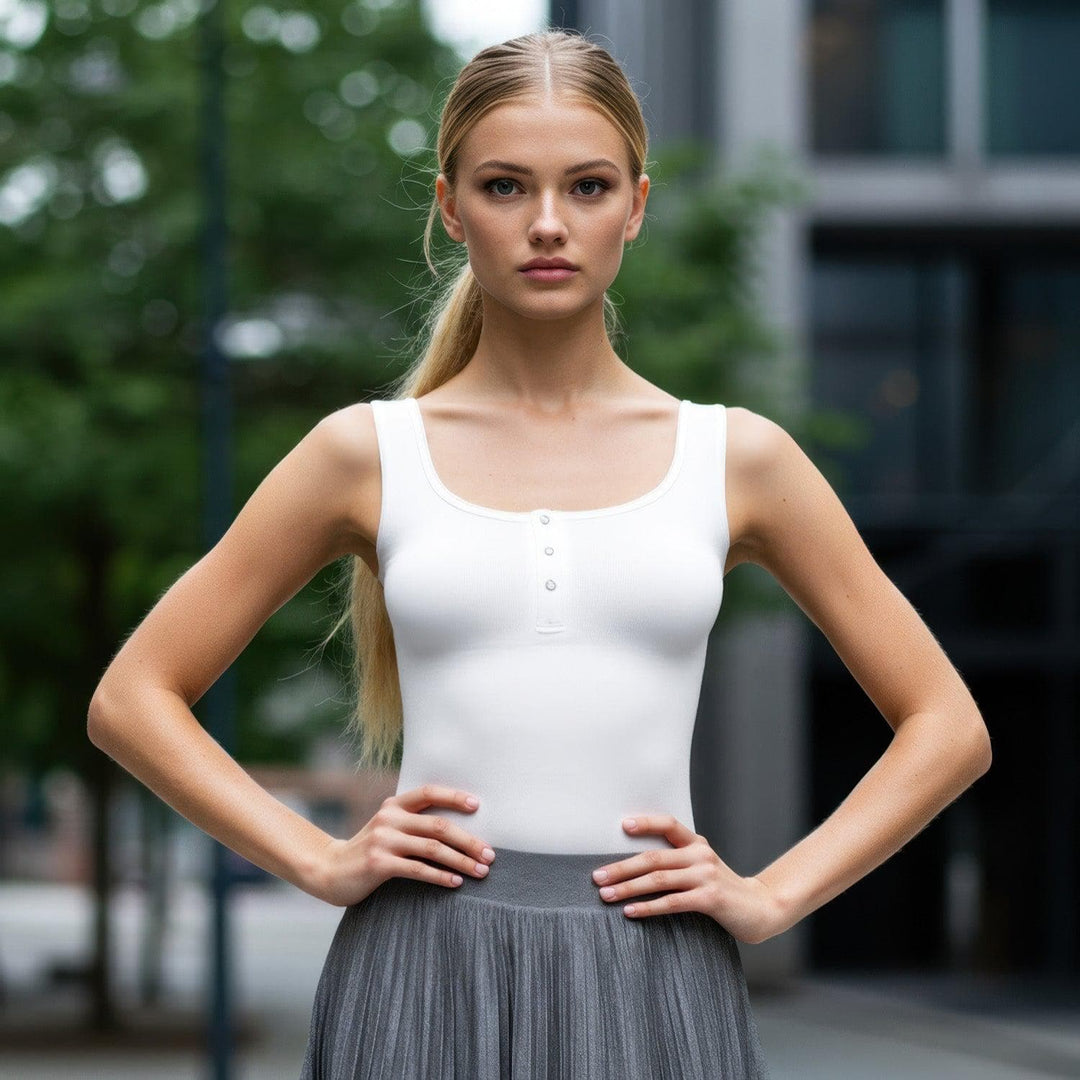 Popilush U.S. Sexy Shapewear Comfy Corset Tops White / XS/S Soft Modal Seamless Henley Tank Bodysuit