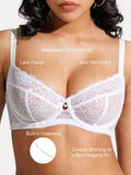 Popilush® Unlined Lace Underwire Minimizer Bra