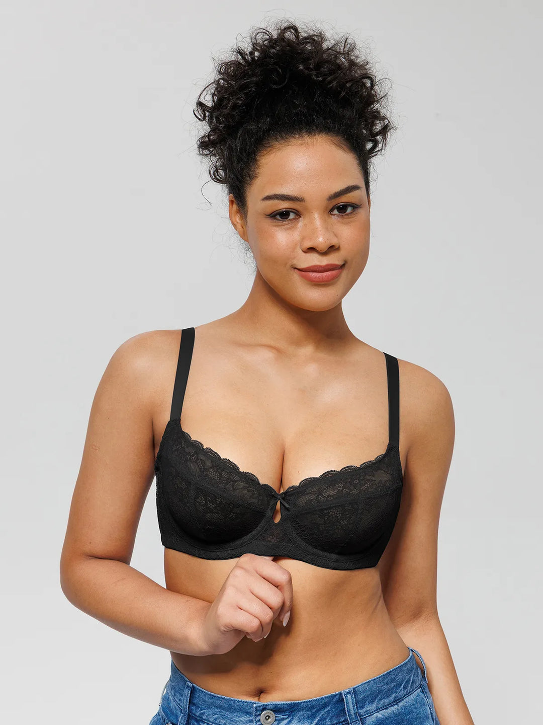 Popilush® Unlined Lace Underwire Minimizer Bra