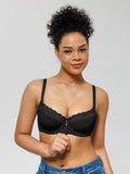 Popilush® Unlined Lace Underwire Minimizer Bra