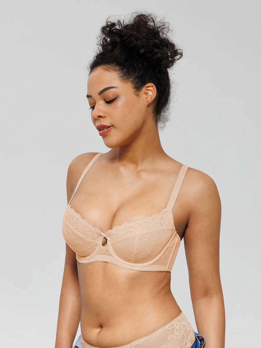 Popilush® Unlined Lace Underwire Minimizer Bra