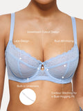 Popilush® Unlined Lace Underwire Minimizer Bra