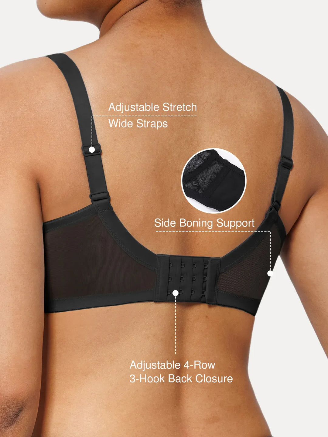 Popilush® Unlined Lace Underwire Minimizer Bra
