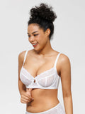 Popilush® Unlined Lace Underwire Minimizer Bra