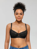 Popilush® Unlined Lace Underwire Minimizer Bra