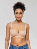 Popilush® Unlined Lace Underwire Minimizer Bra