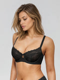 Popilush® Unlined Lace Underwire Minimizer Bra