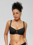 Popilush® Black / 34C Unlined Lace Underwire Minimizer Bra