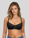 Popilush® Black / 34C Unlined Lace Underwire Minimizer Bra