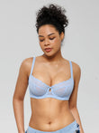 Popilush® Blue / 34C Unlined Lace Underwire Minimizer Bra