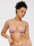 Popilush® Pink / 34C Unlined Lace Underwire Minimizer Bra