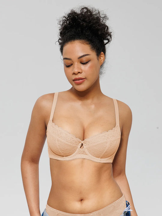 Unlined Lace Underwire Minimizer Bra
