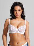 Popilush® White / 34C Unlined Lace Underwire Minimizer Bra