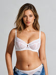 Popilush® White / 34C Unlined Lace Underwire Minimizer Bra