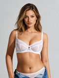 Popilush® White / 34C Unlined Lace Underwire Minimizer Bra