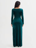 Popilush® Velvet Draped Sculpting Maxi Dress