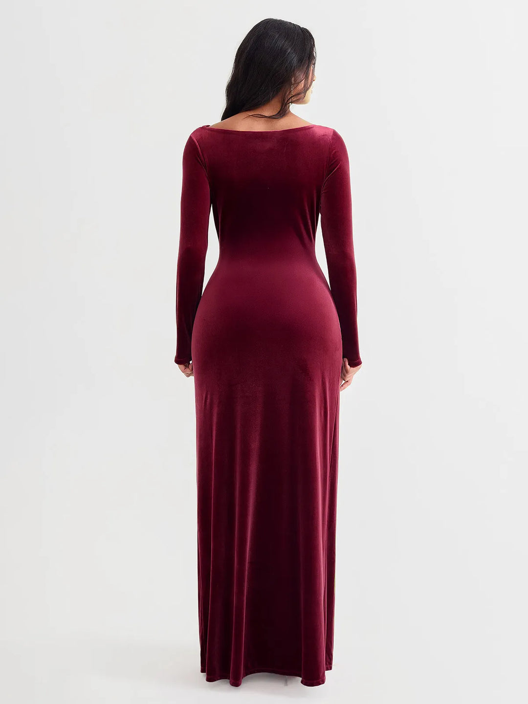 Popilush® Velvet Draped Sculpting Maxi Dress
