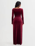 Popilush® Velvet Draped Sculpting Maxi Dress