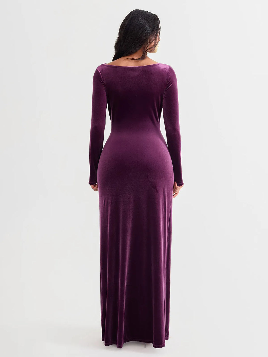 Popilush® Velvet Draped Sculpting Maxi Dress