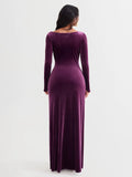 Popilush® Velvet Draped Sculpting Maxi Dress