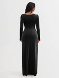 Popilush® Velvet Draped Sculpting Maxi Dress