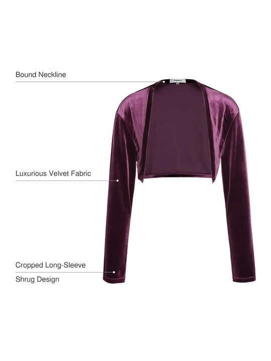 Popilush® Velvet Long-Sleeve Shrug Bolero