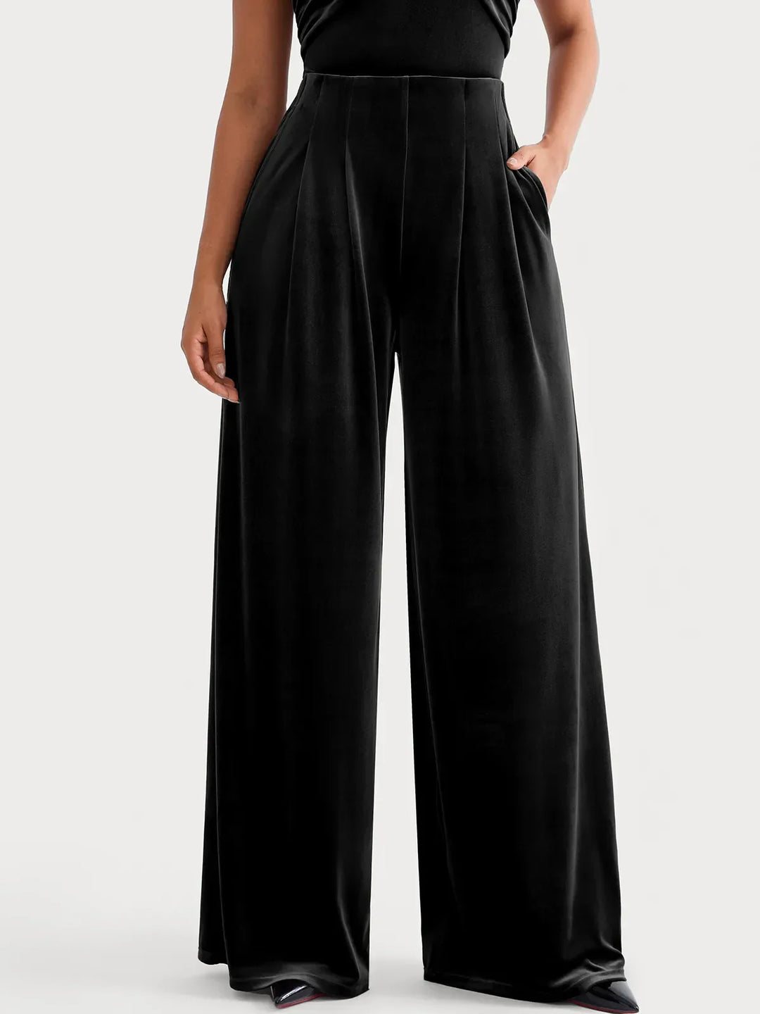 Popilush® Velvet Straight-Leg Sculpting Trousers