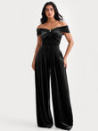 Popilush® Black / S Velvet Straight-Leg Sculpting Trousers