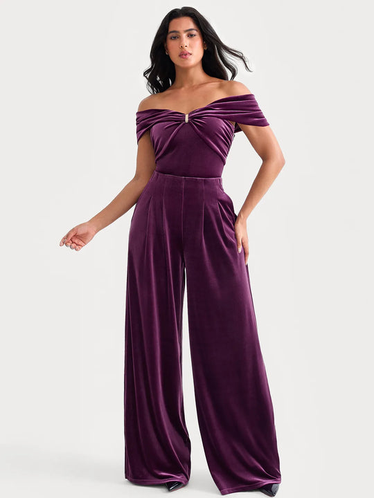 Popilush® Purple / S Velvet Straight-Leg Sculpting Trousers