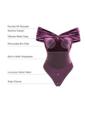 Popilush® Velvet Twist Front Off-Shoulder Sculpting Bodysuit