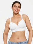 Wireless Secret Infinite Supportive Bralette in white, a comfortable and seamless bra with adjustable straps.