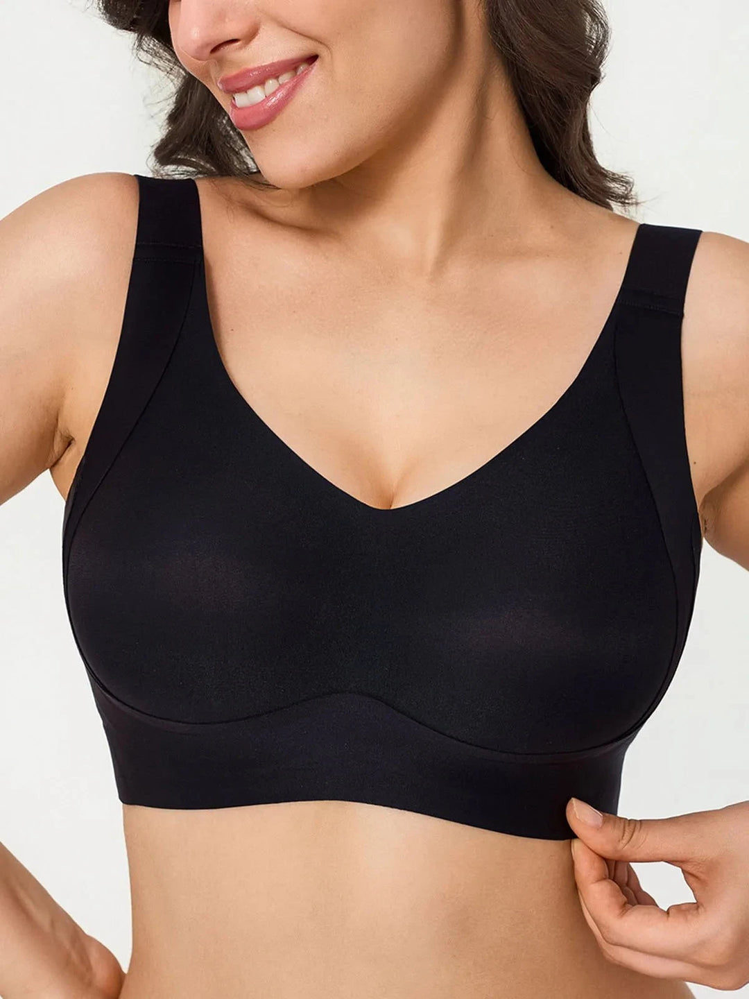 Popilush® Black / S Wireless Wide Strap Everyday Supportive Push Up Comfort Bra