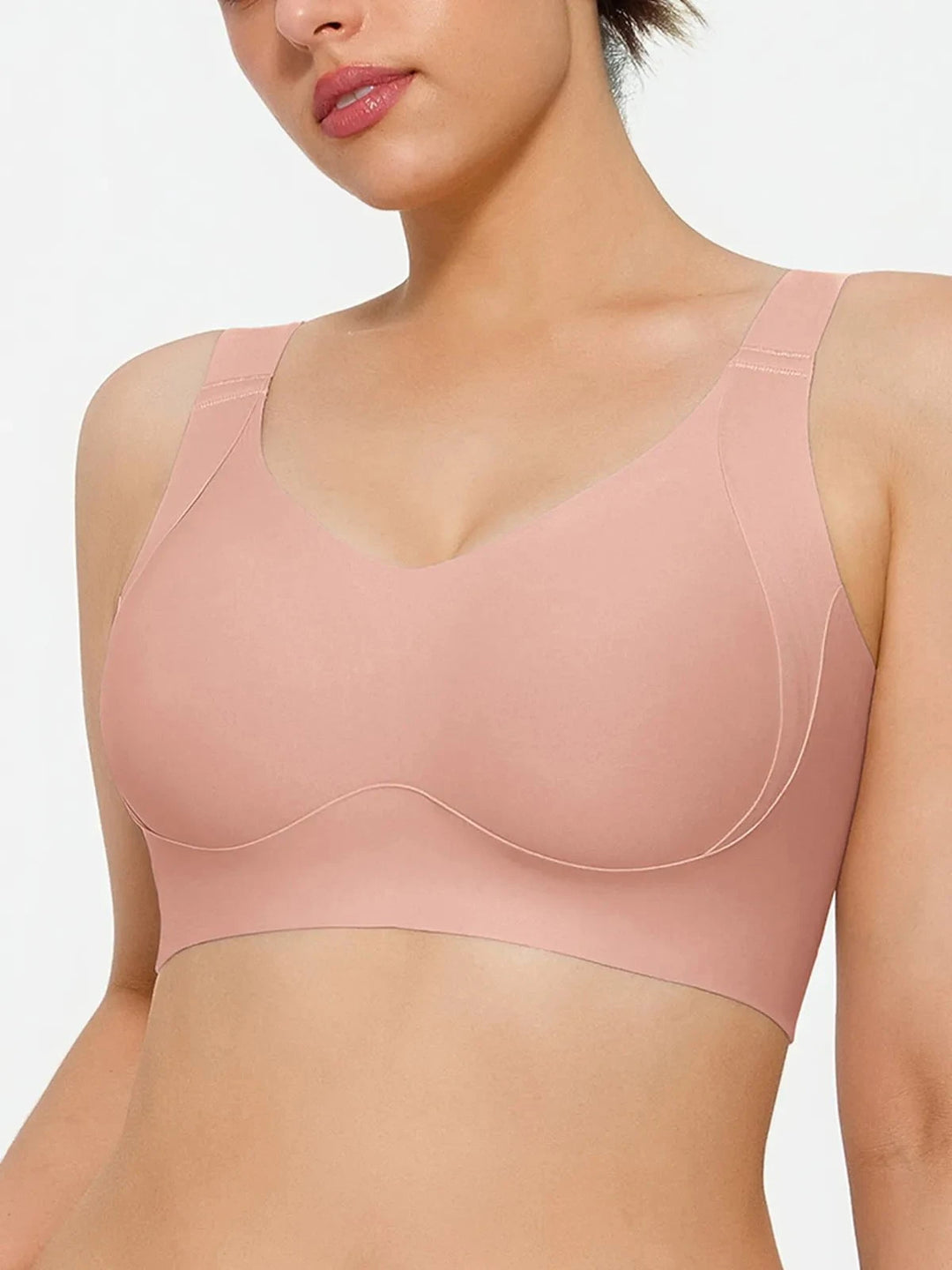 Popilush® Nude Pink / S Wireless Wide Strap Everyday Supportive Push Up Comfort Bra
