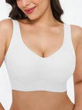 Popilush® White / S Wireless Wide Strap Everyday Supportive Push Up Comfort Bra