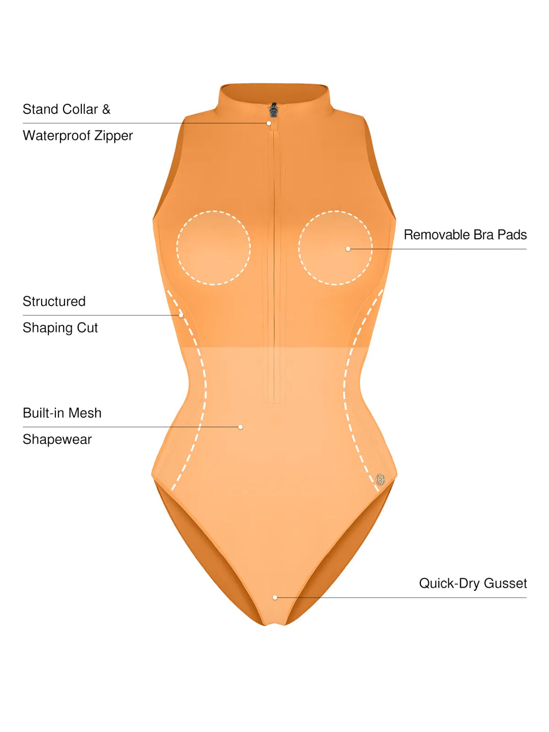 Popilush® Zip-Front Waist Shaping Swimsuit