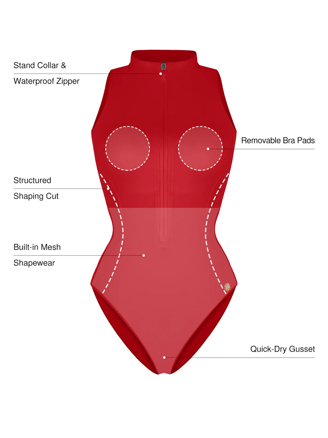 Popilush® Zip-Front Waist Shaping Swimsuit
