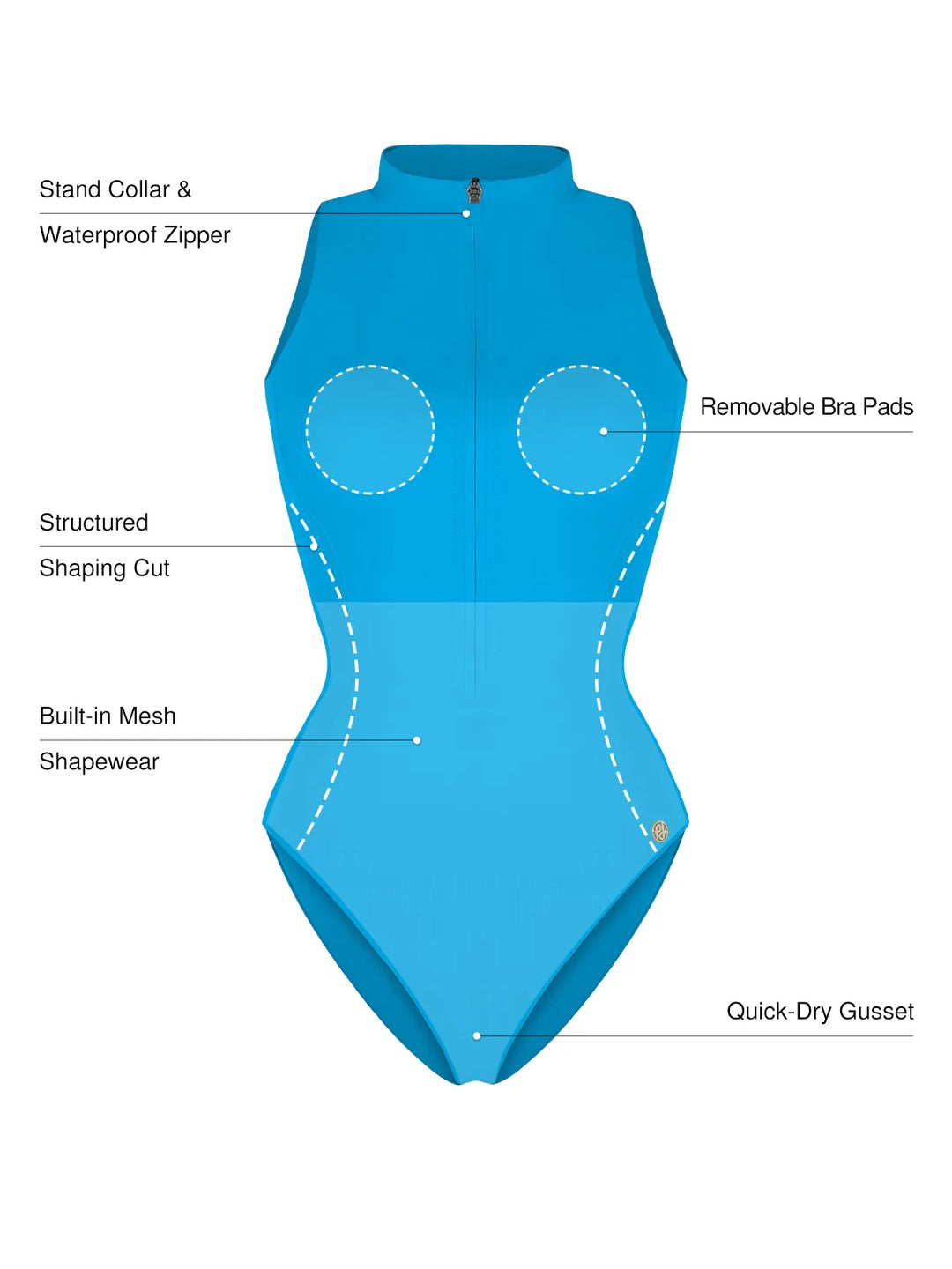 Popilush® Zip-Front Waist Shaping Swimsuit
