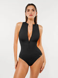 Popilush® Black / XS Zip-Front Waist Shaping Swimsuit