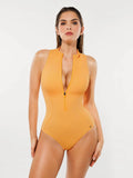 Popilush® Light Orange / XS Zip-Front Waist Shaping Swimsuit