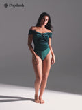 Velvet Twist Front Off-The Shoulder Sculpting Bodysuit