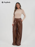 Faux Leather High Waisted Wide Leg Pants