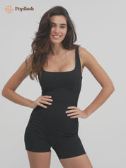 The Shapewear Romper Square Neck Patchwork