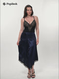 Shapewear Asymmetric Ruched Lace Midi Skirt