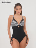 Mesh Inset Tie-Side Sculpting One-Piece Swimsuit