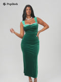 Shapewear Velvet Rhinestone Bodycon Maxi Dress